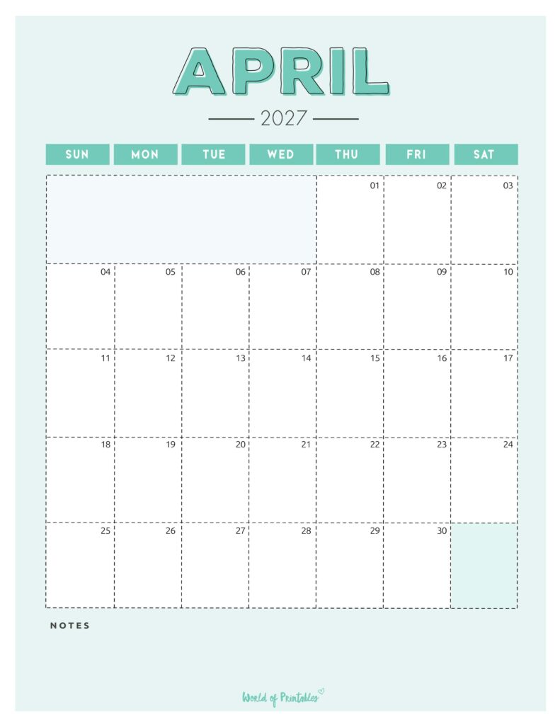 Printable April 2027 Calendar Design 213