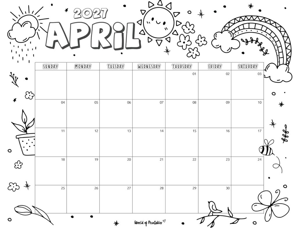 Printable April 2027 Calendar Design 215