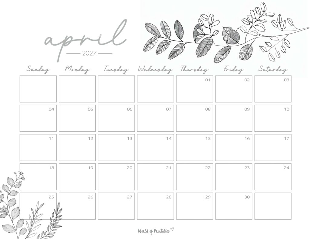 Printable April 2027 Calendar Design 249