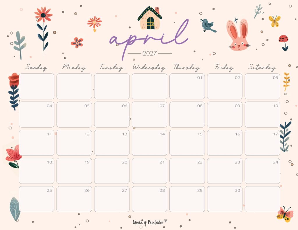 Printable April 2027 Calendar Design 253