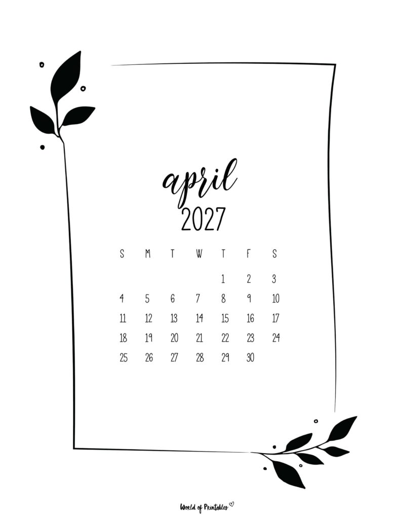 Printable April 2027 Calendar Design 26