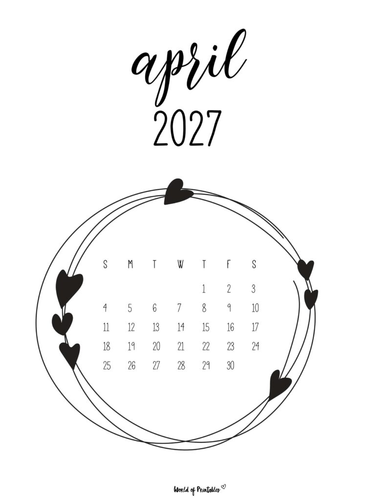Printable April 2027 Calendar Design 27