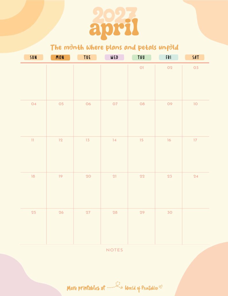 Printable April 2027 Calendar Design 300