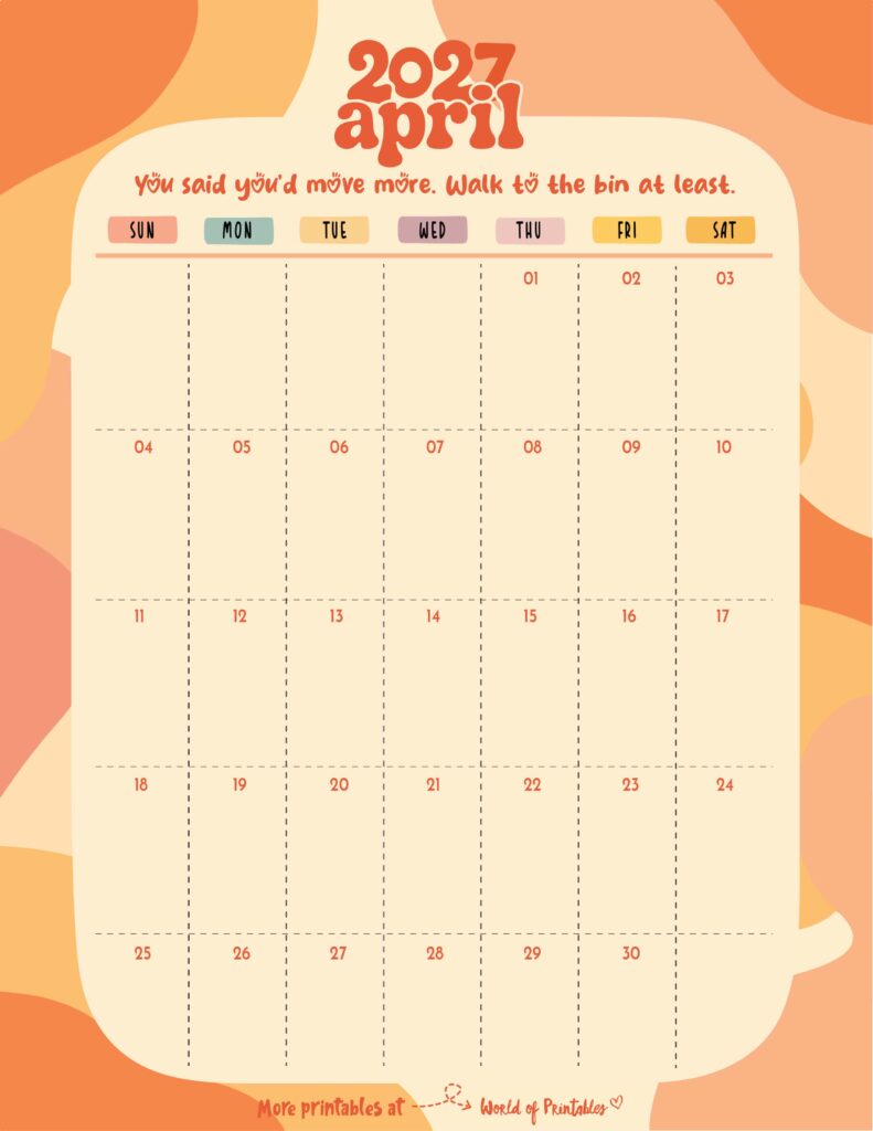 Printable April 2027 Calendar Design 303