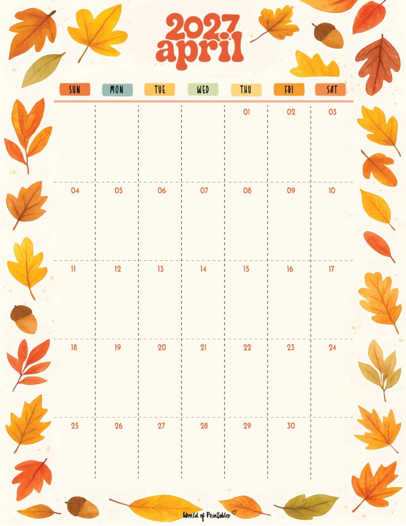 Printable April 2027 Calendar Design 304