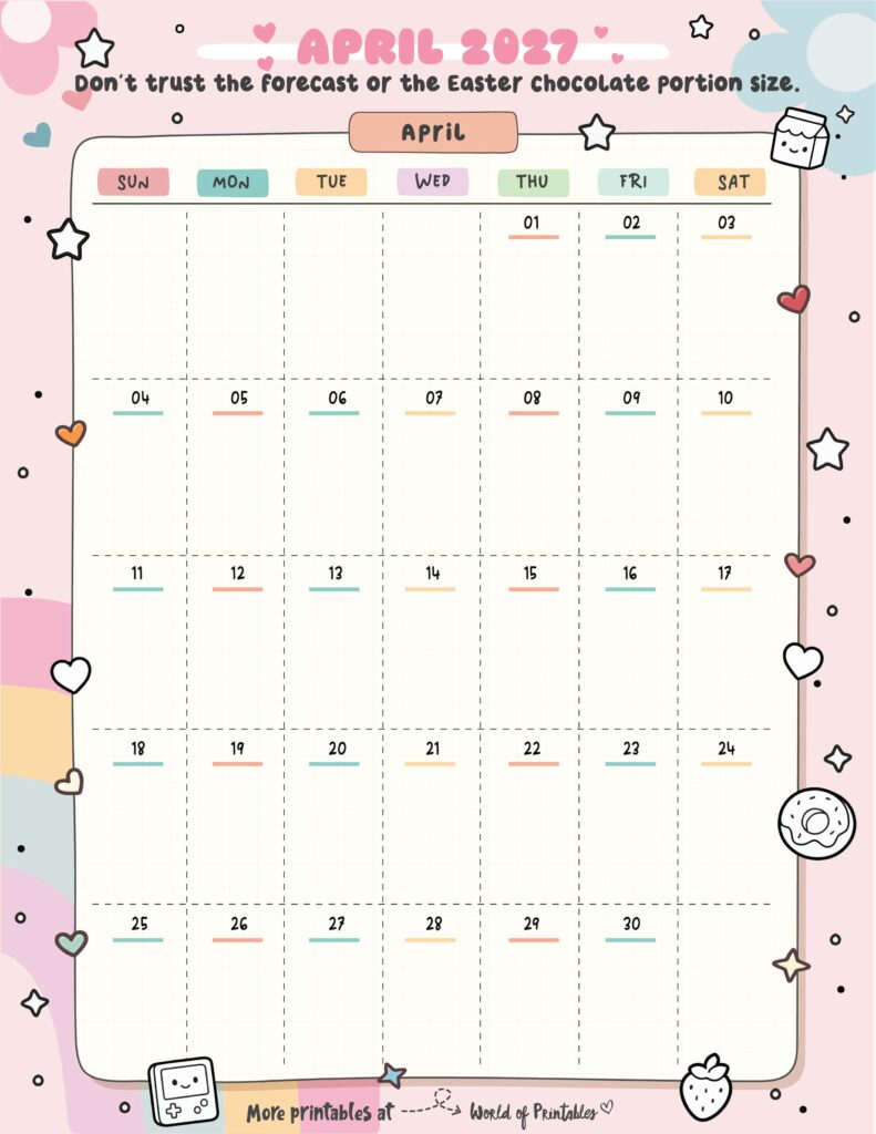 Printable April 2027 Calendar Design 319
