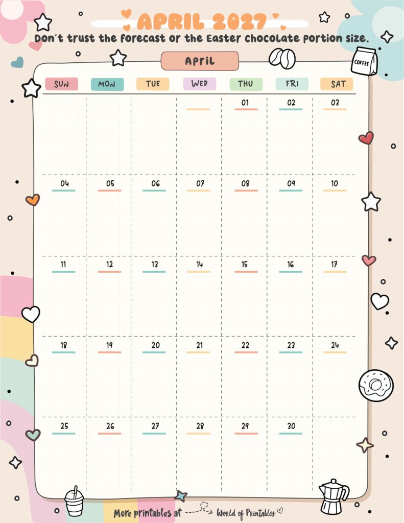 Printable April 2027 Calendar Design 323