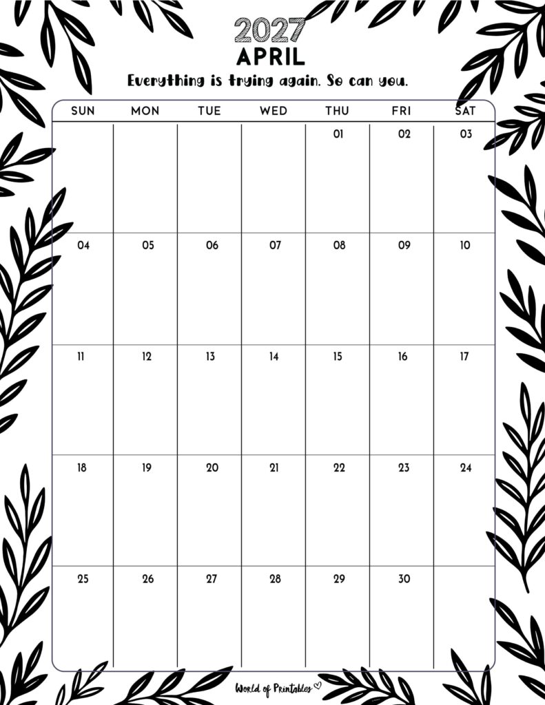 Printable April 2027 Calendar Design 328