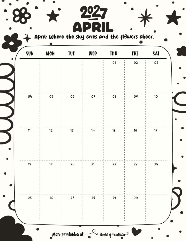 Printable April 2027 Calendar Design 329