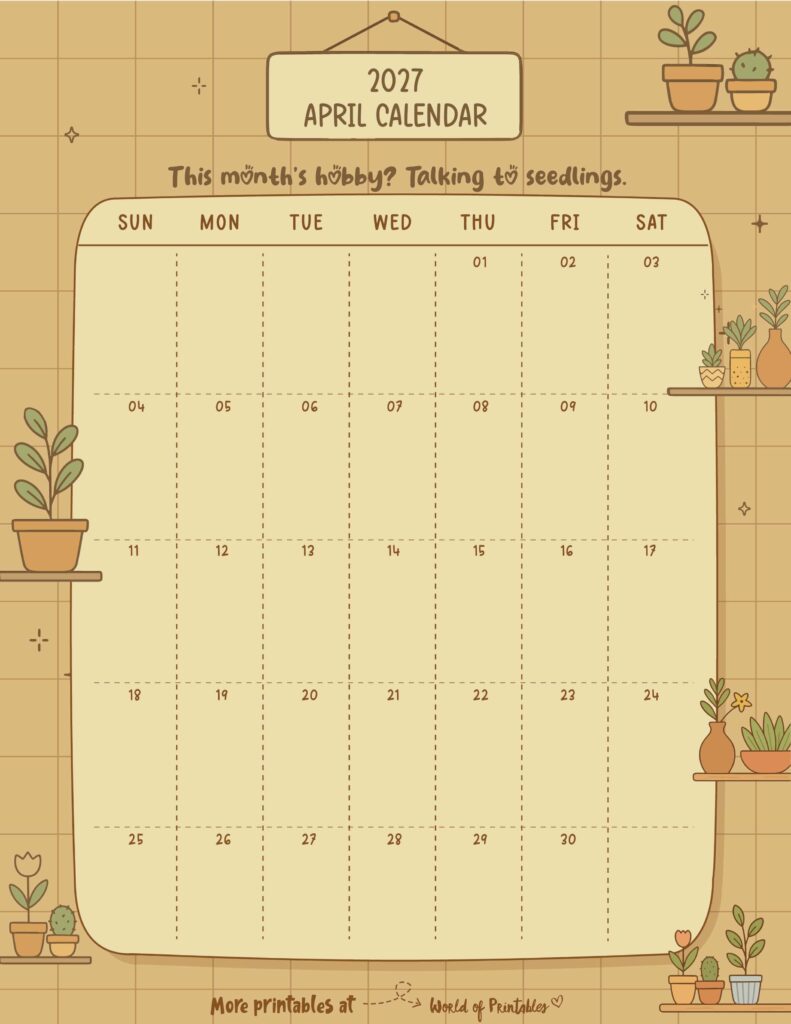Printable April 2027 Calendar Design 336