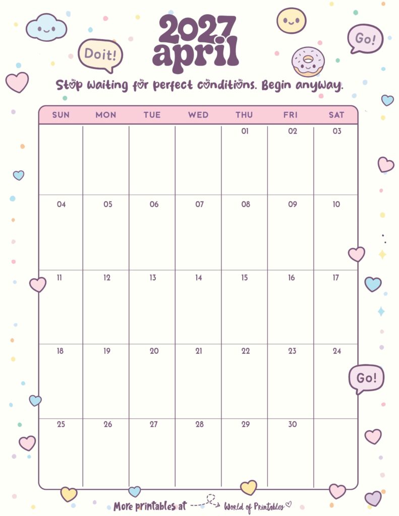 Printable April 2027 Calendar Design 339
