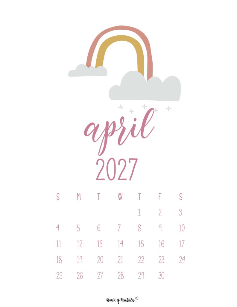 Printable April 2027 Calendar Design 34