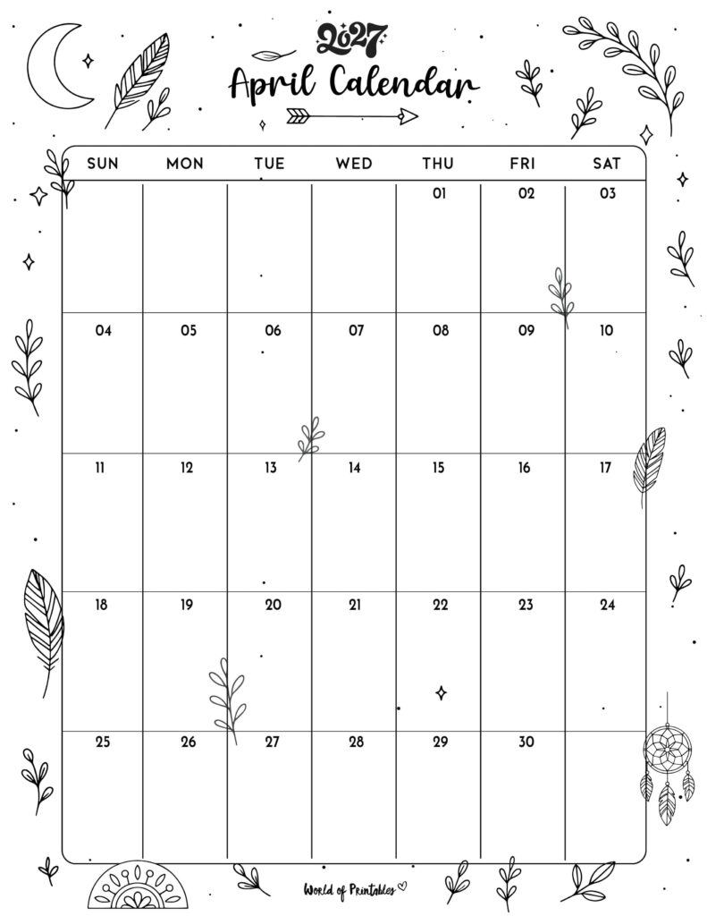 Printable April 2027 Calendar Design 341