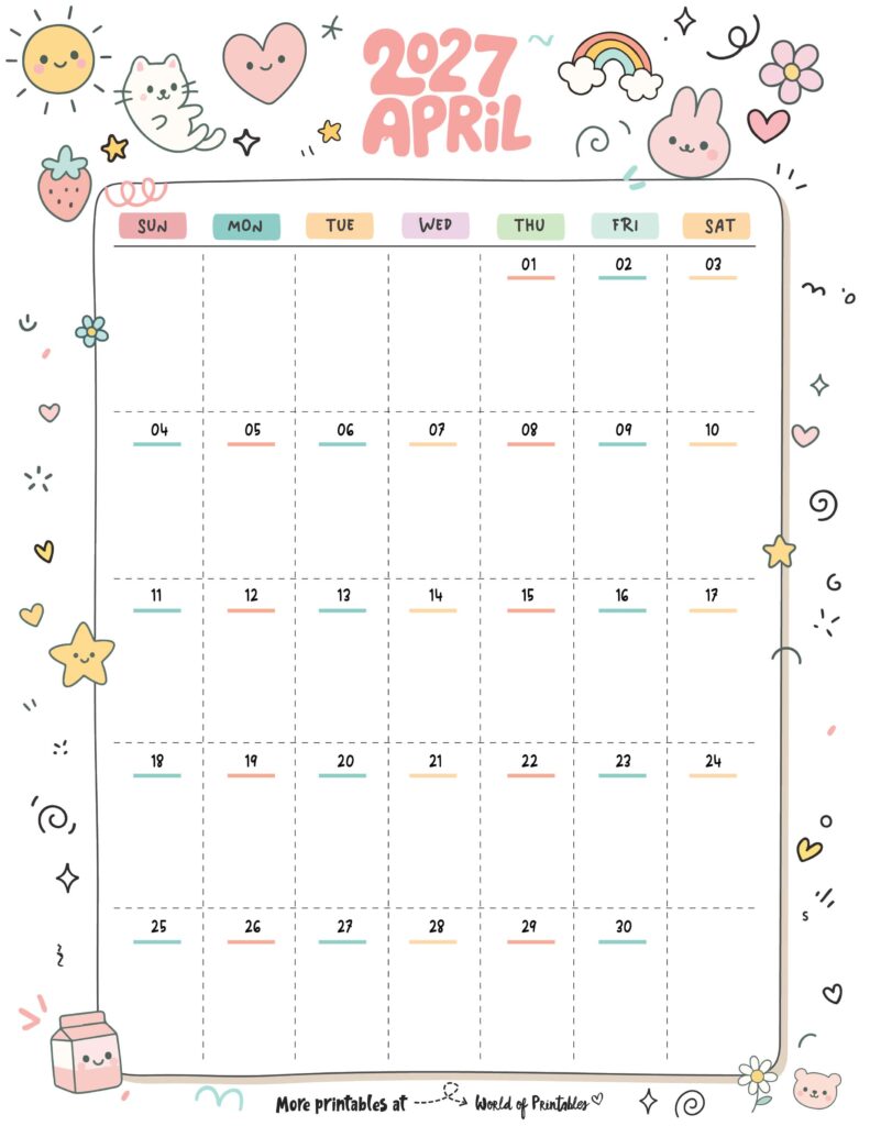 Printable April 2027 Calendar Design 353