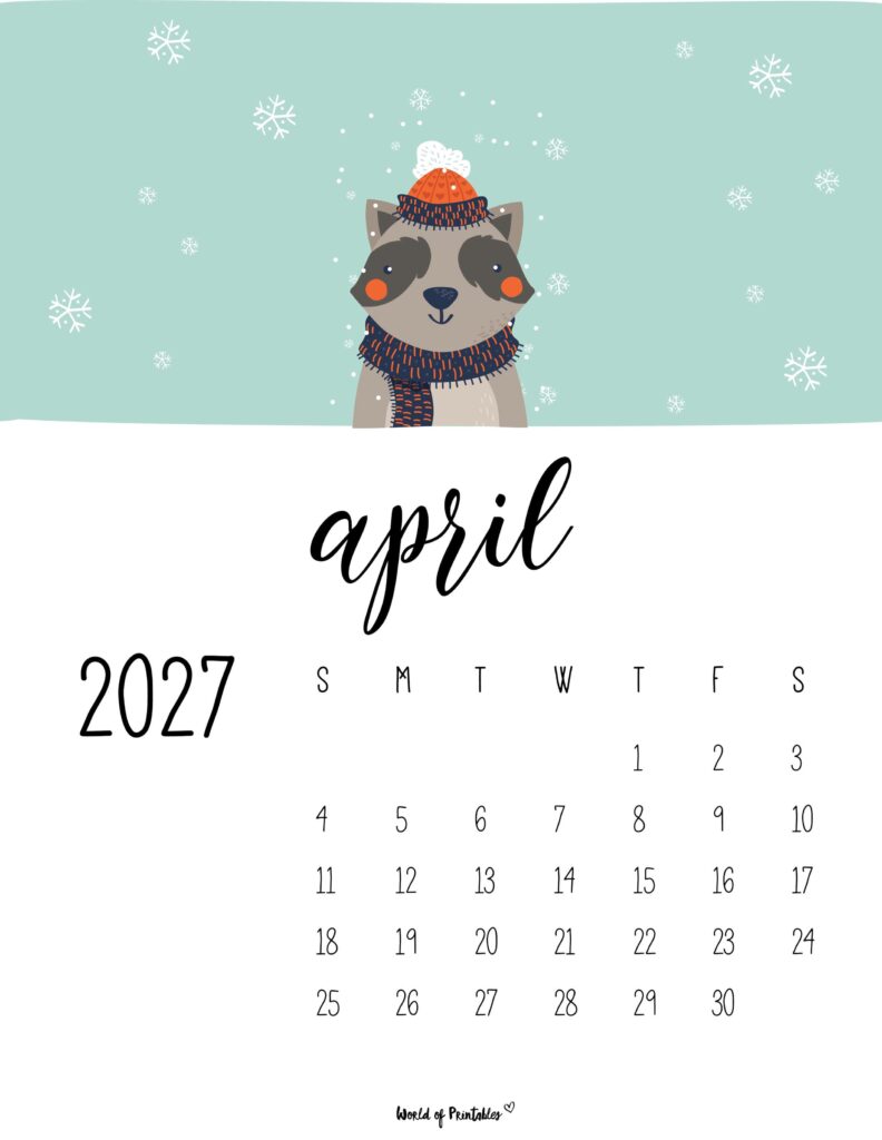 Printable April 2027 Calendar Design 36