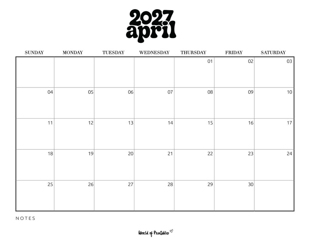 Printable April 2027 Calendar Design 377