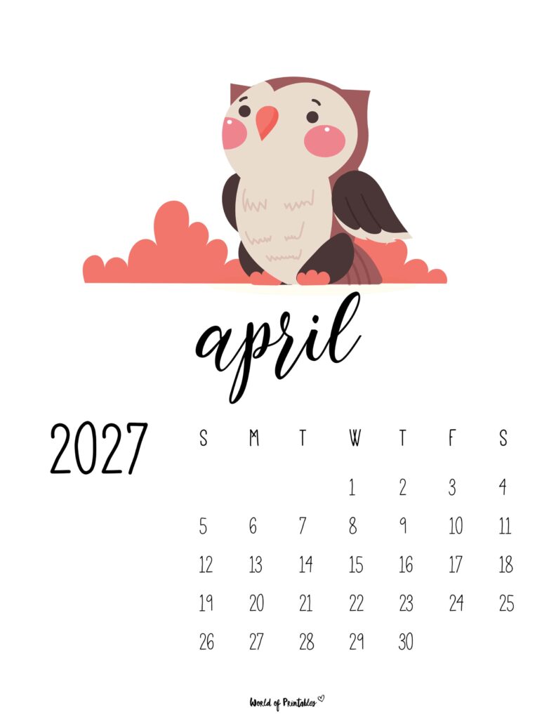 Printable April 2027 Calendar Design 42