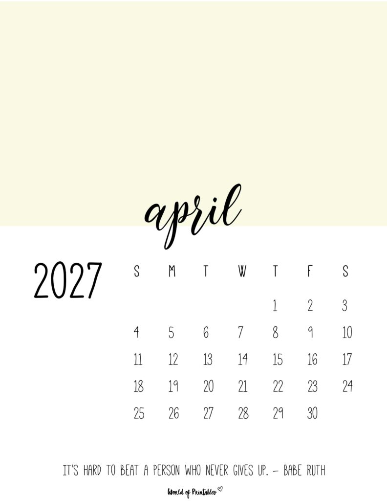Printable April 2027 Calendar Design 54