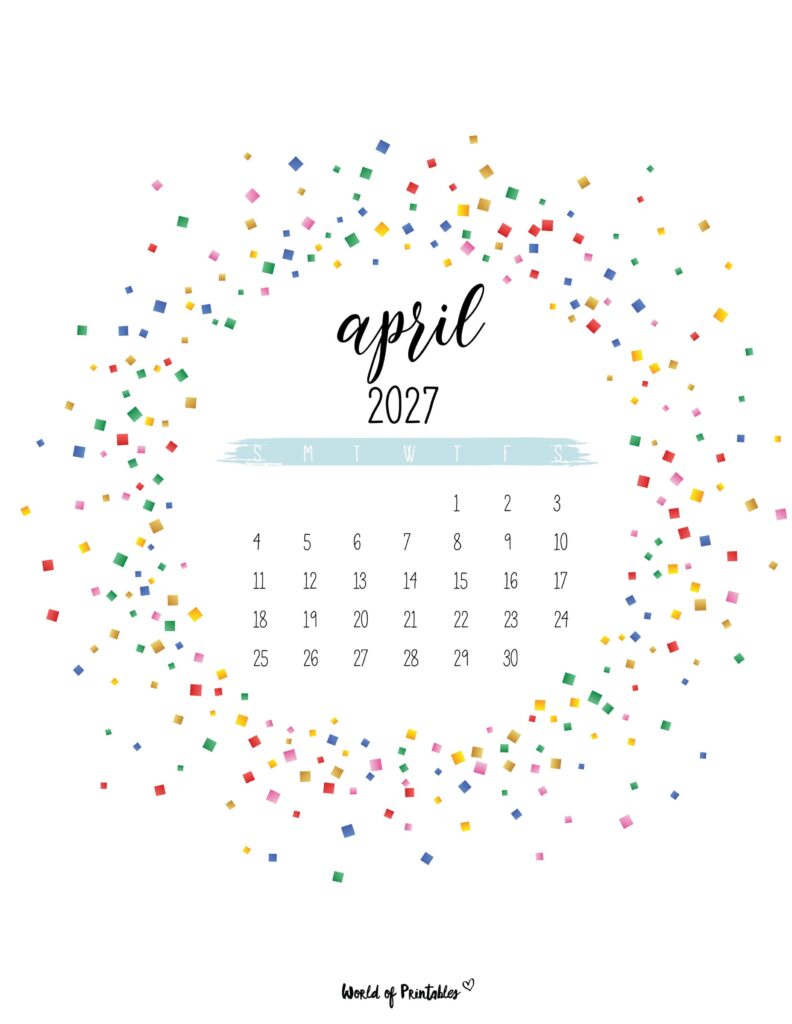 Printable April 2027 Calendar Design 6