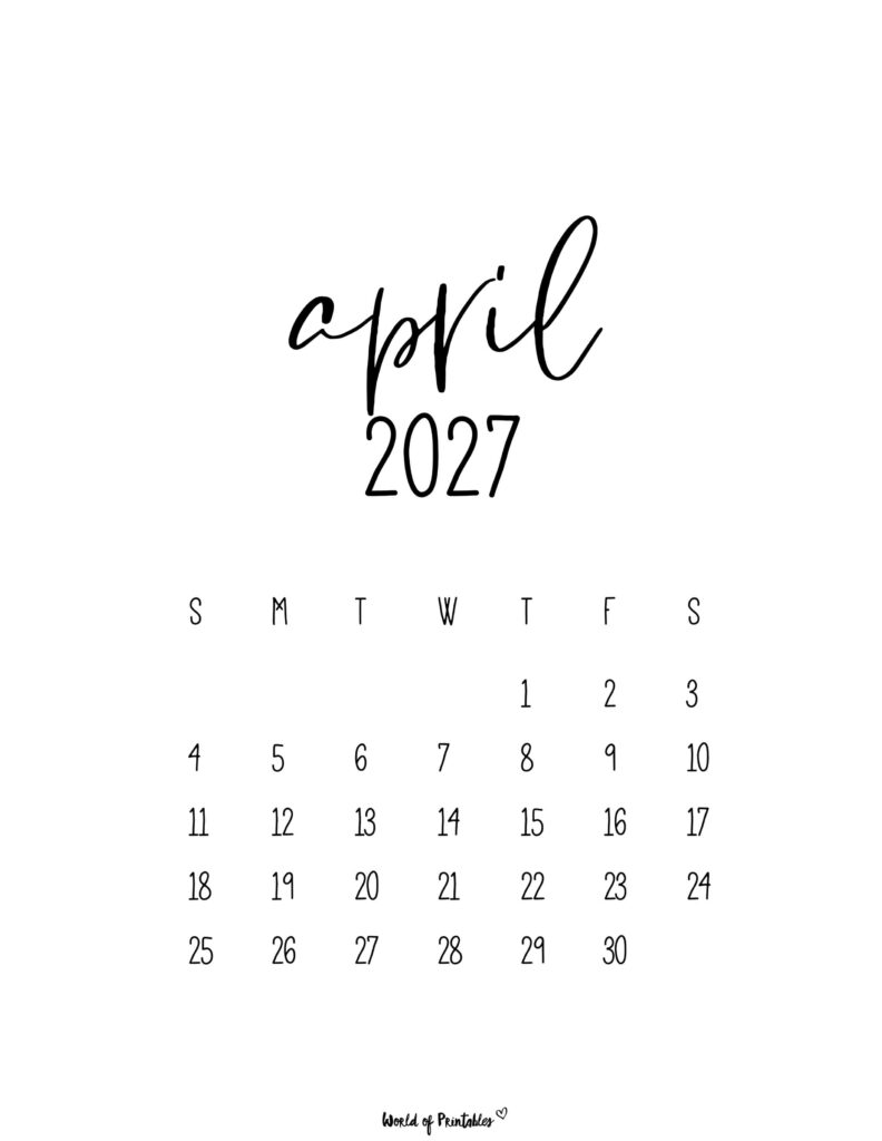 Printable April 2027 Calendar Design 63