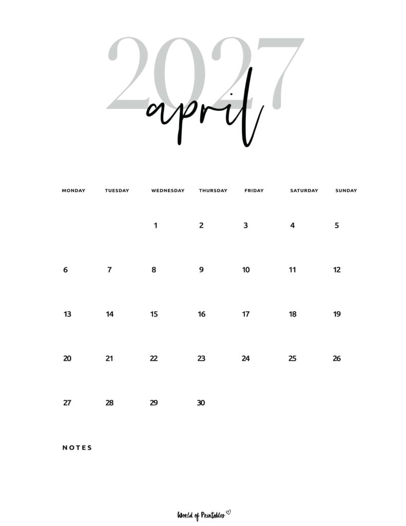 Printable April 2027 Calendar Design 66