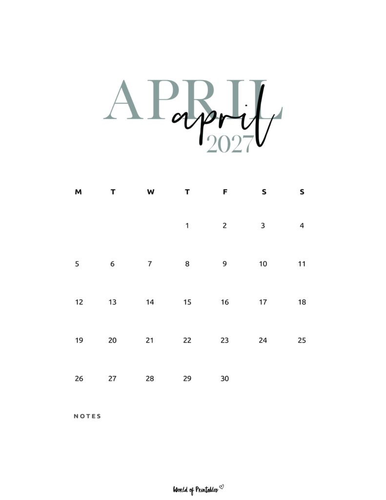 Printable April 2027 Calendar Design 71