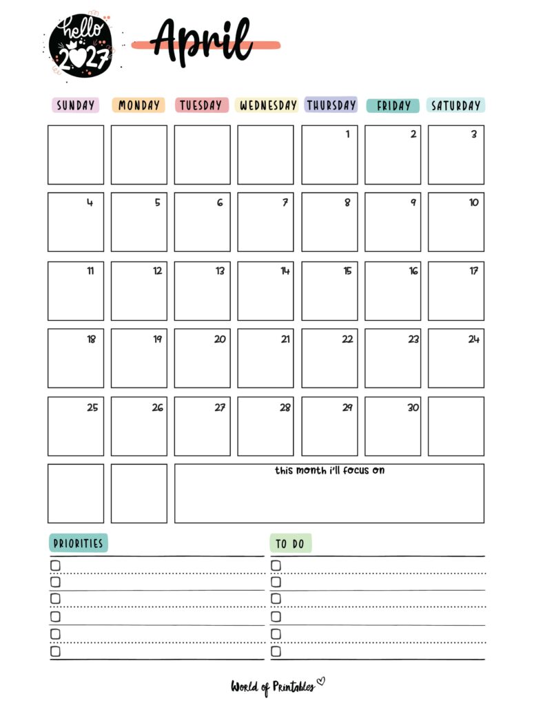 Printable April 2027 Calendar Design 90