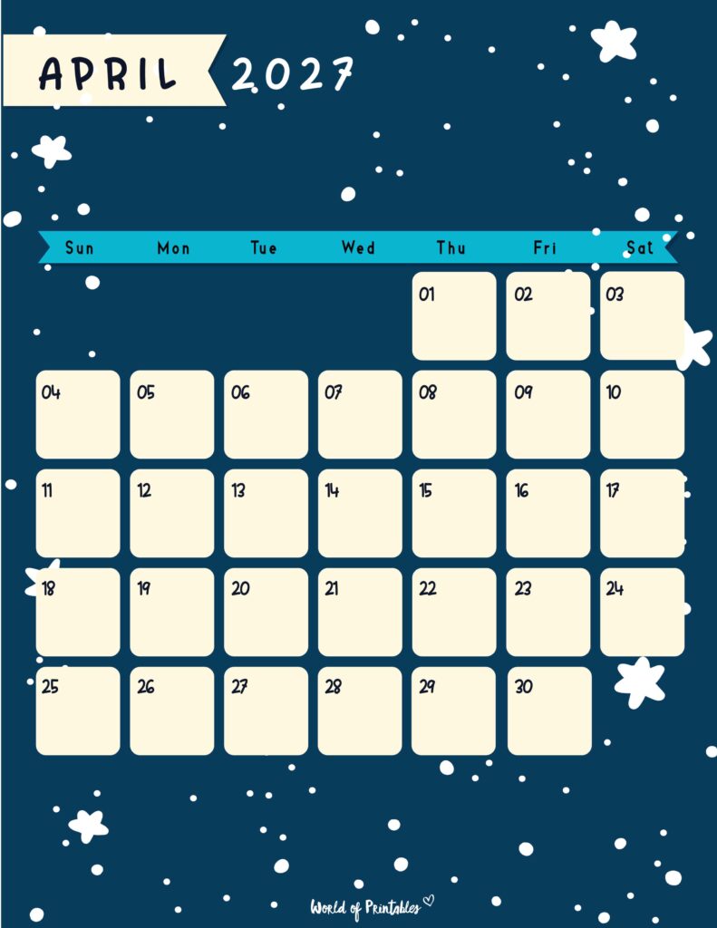 Printable April 2027 Calendar Design 95
