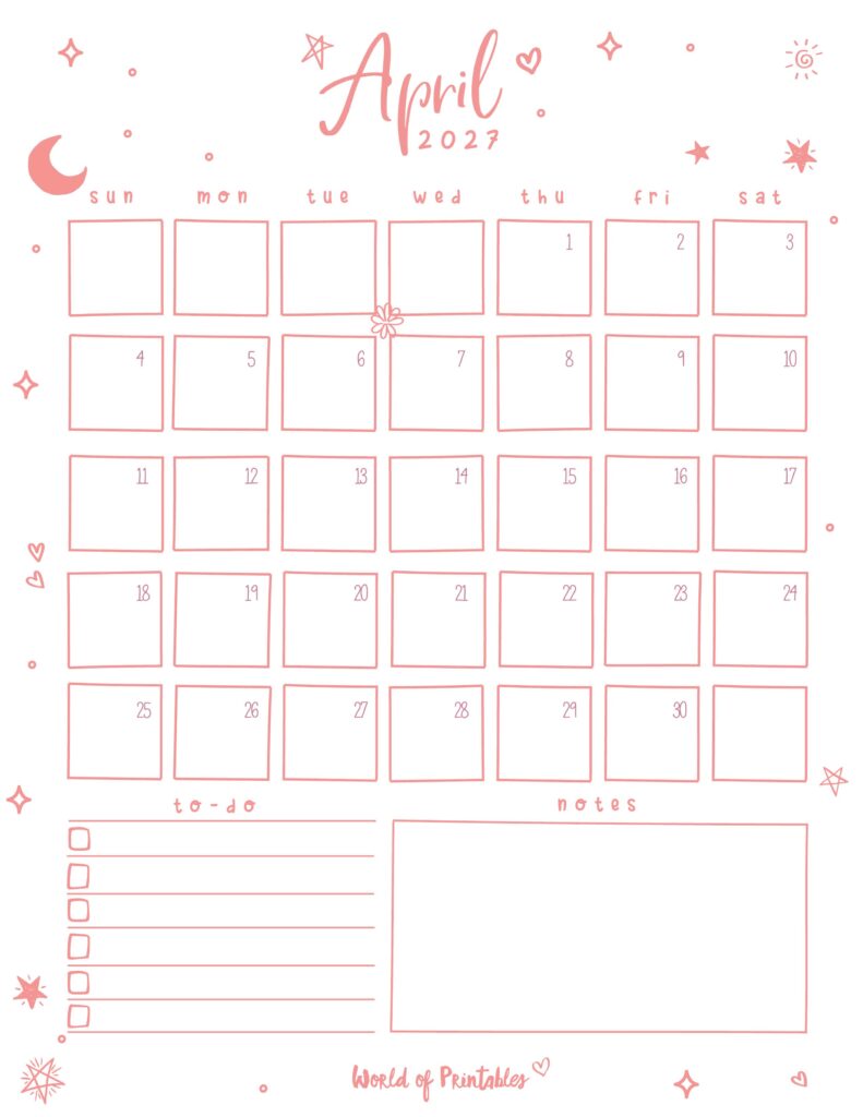 Printable April 2027 Calendar Design 97