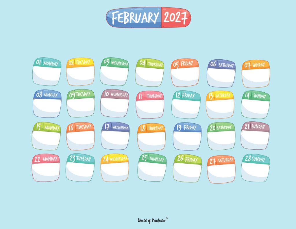 Printable February 2027 Calendar Design 109