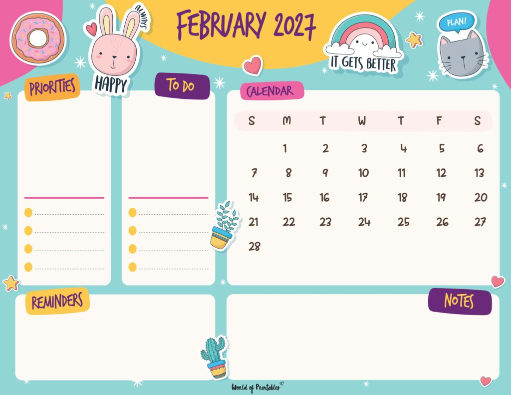 Printable February 2027 Calendar Design 110