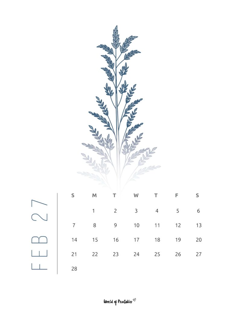 Printable February 2027 Calendar Design 17