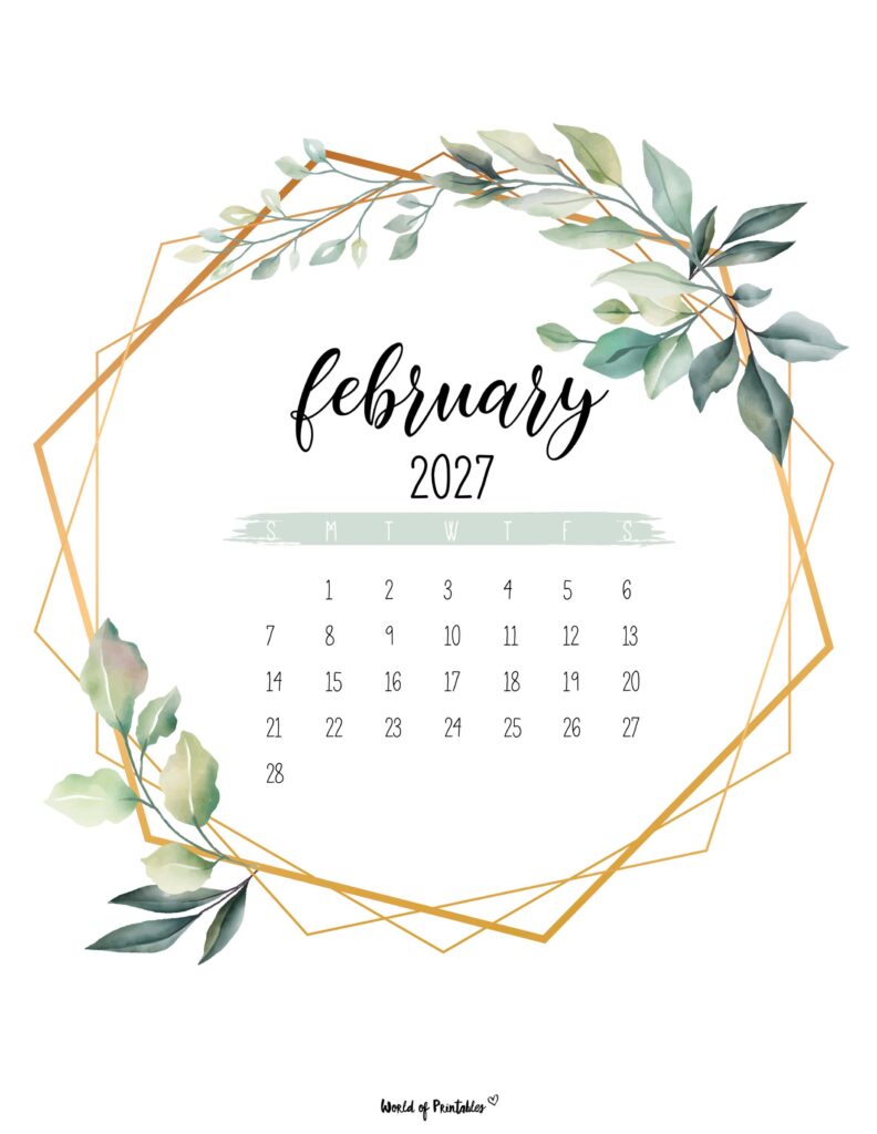 Printable February 2027 Calendar Design 18