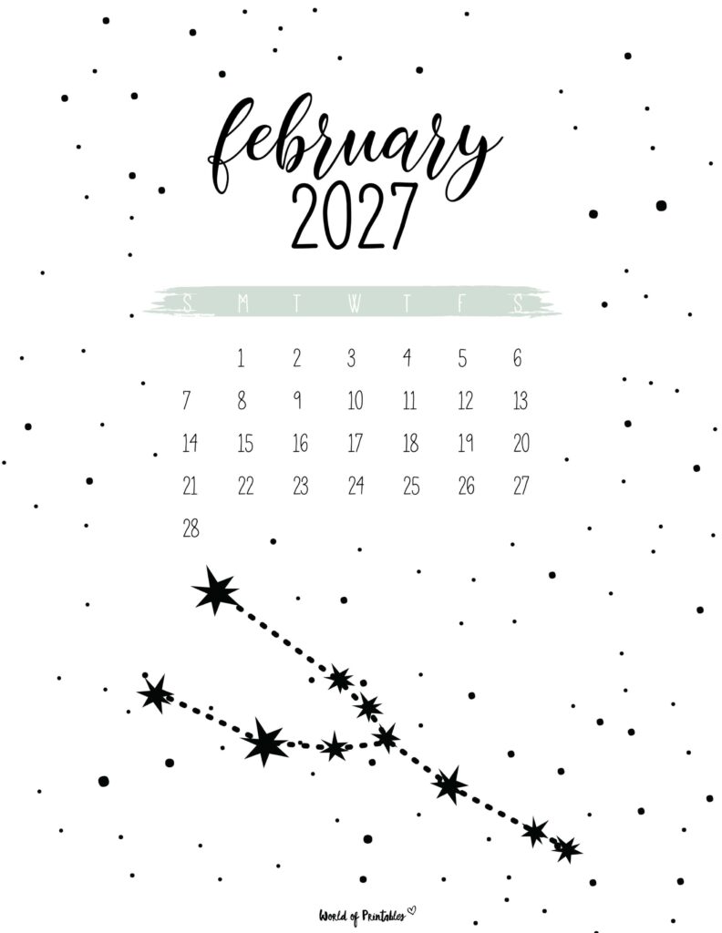 Printable February 2027 Calendar Design 24
