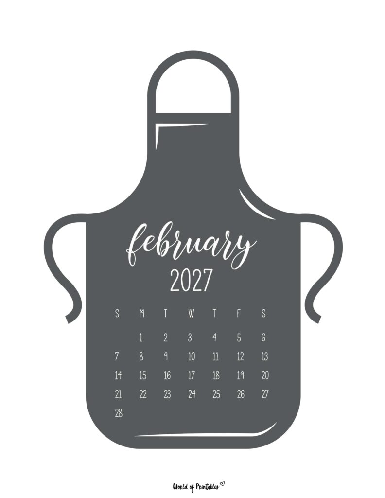 Printable February 2027 Calendar Design 25