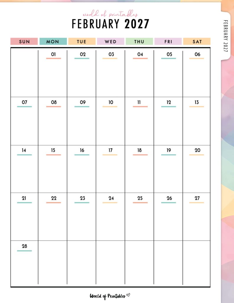 Printable February 2027 Calendar Design 313