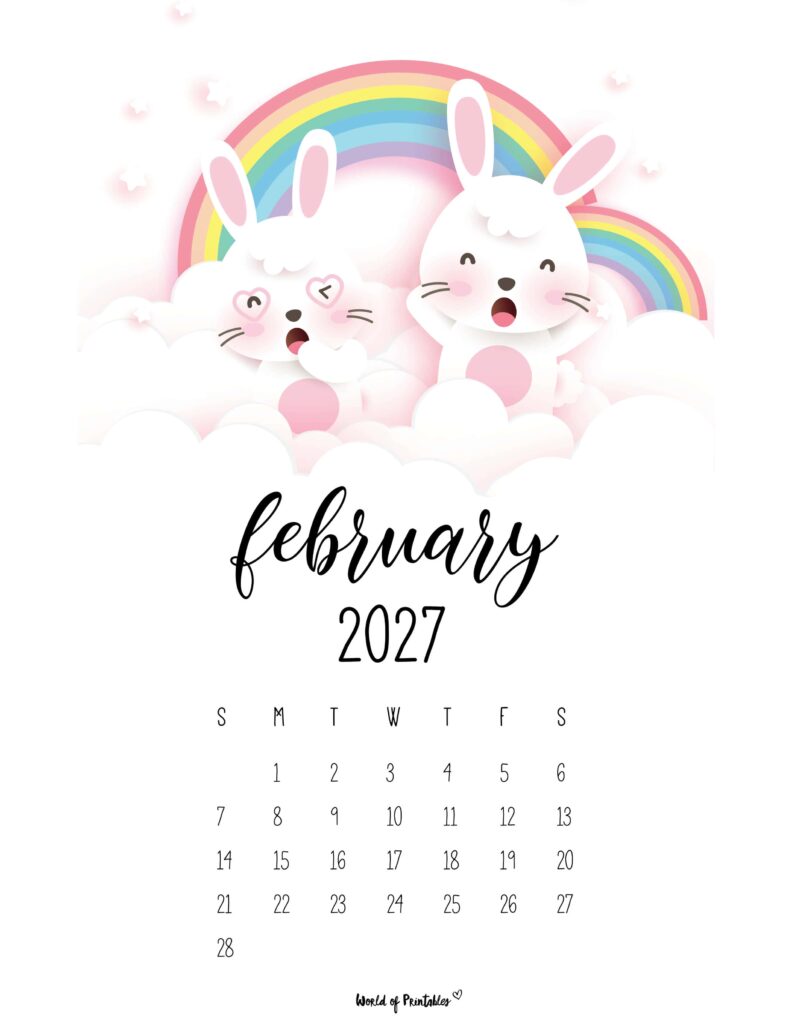 Printable February 2027 Calendar Design 32
