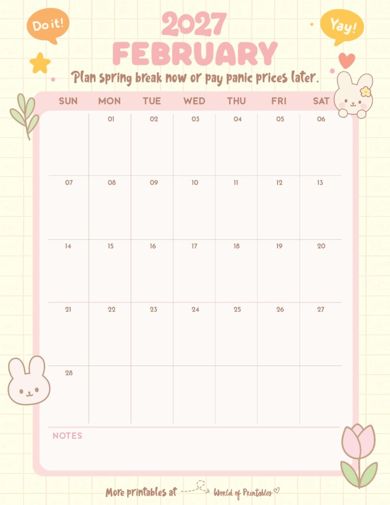 Printable February 2027 Calendar Design 326