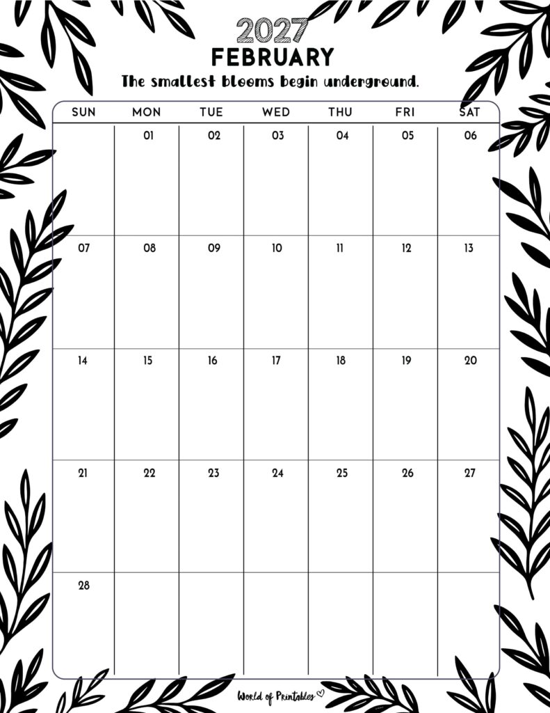 Printable February 2027 Calendar Design 328