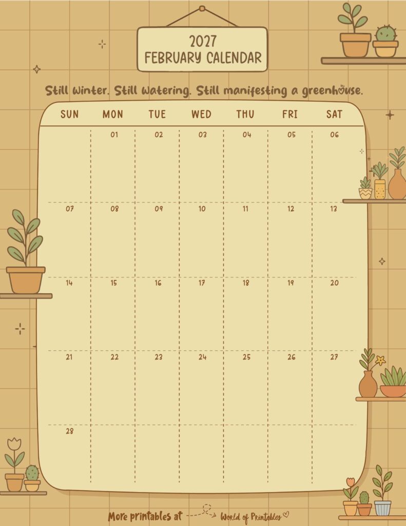 Printable February 2027 Calendar Design 336