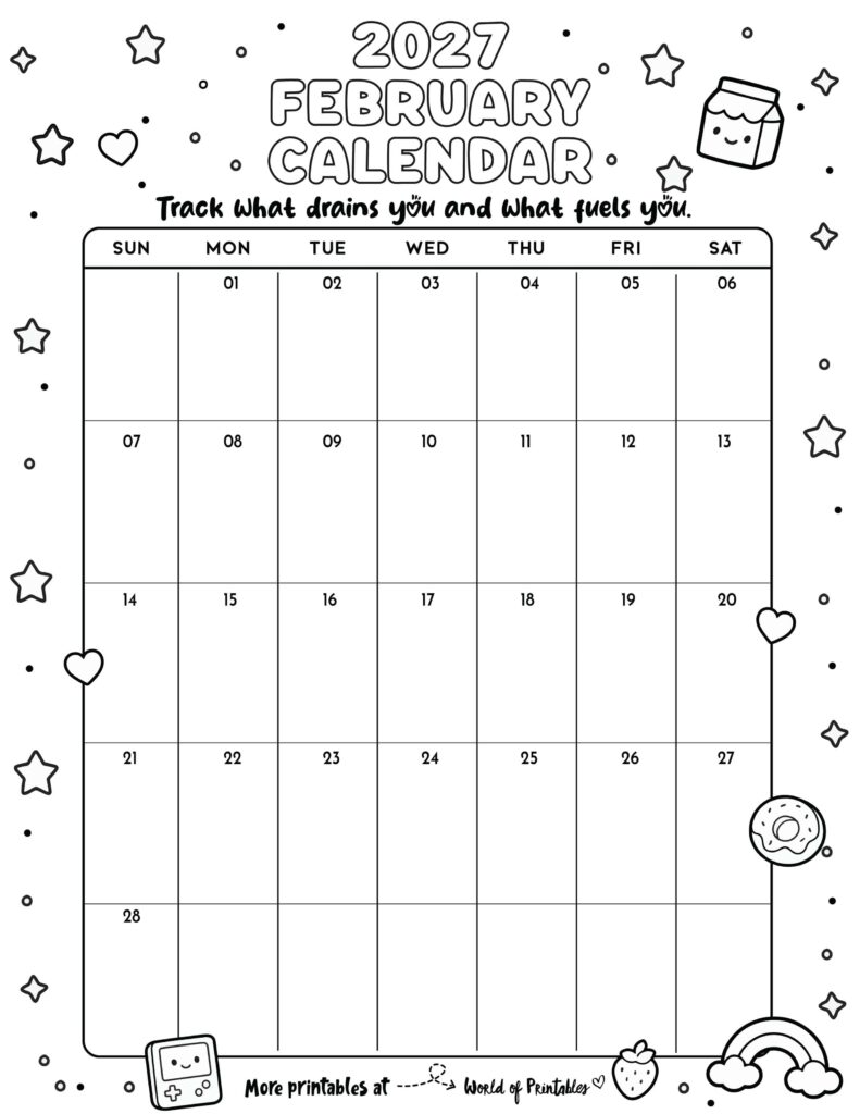 Printable February 2027 Calendar Design 340