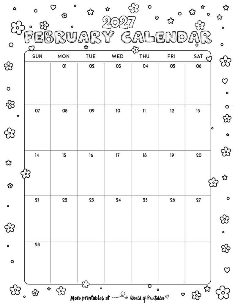 Printable February 2027 Calendar Design 342