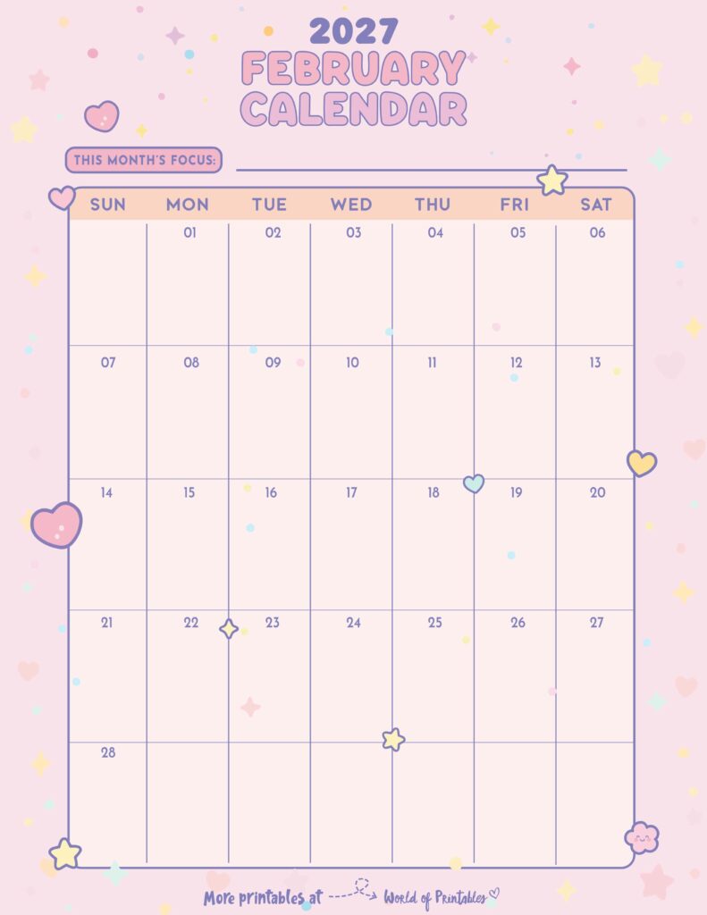 Printable February 2027 Calendar Design 343