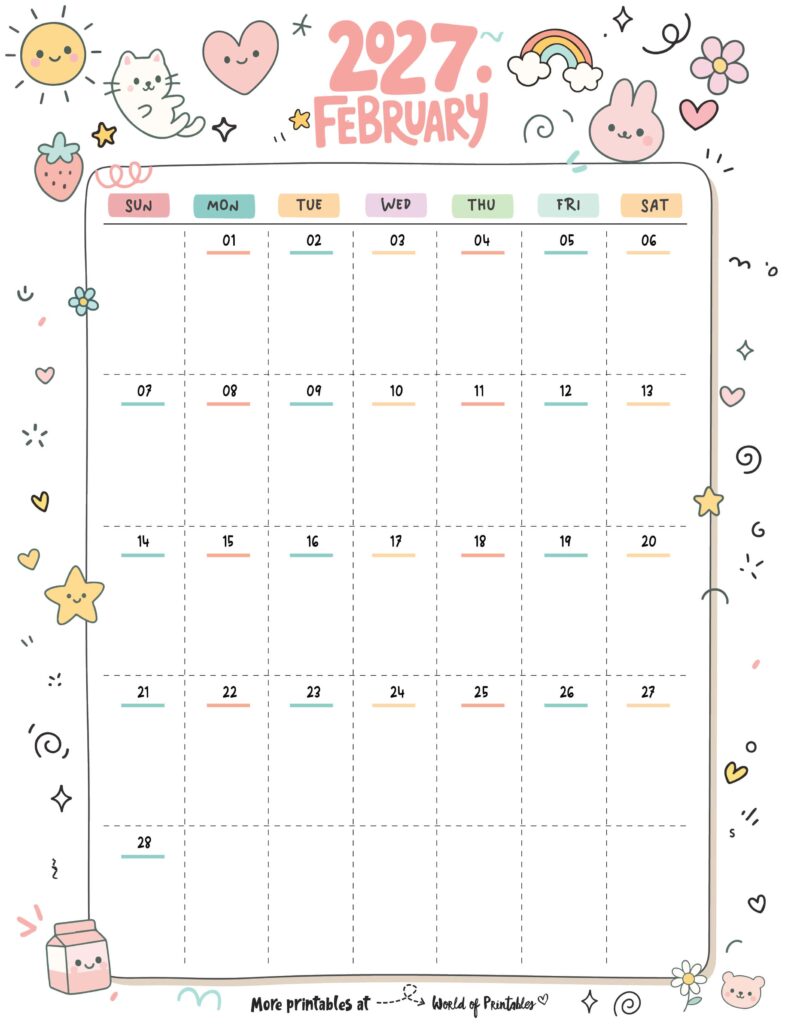 Printable February 2027 Calendar Design 353