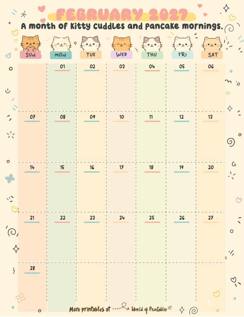 Printable February 2027 Calendar Design 360