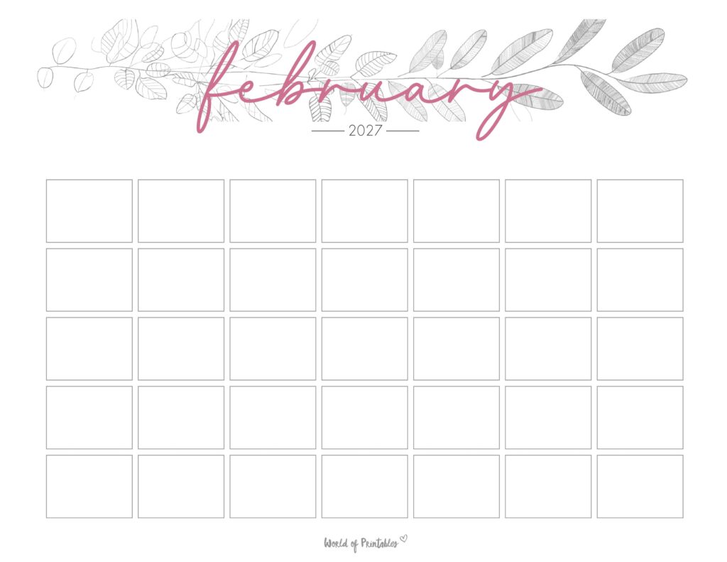 Printable February 2027 Calendar Design 366