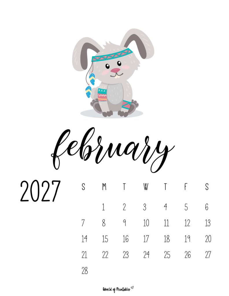 Printable February 2027 Calendar Design 37