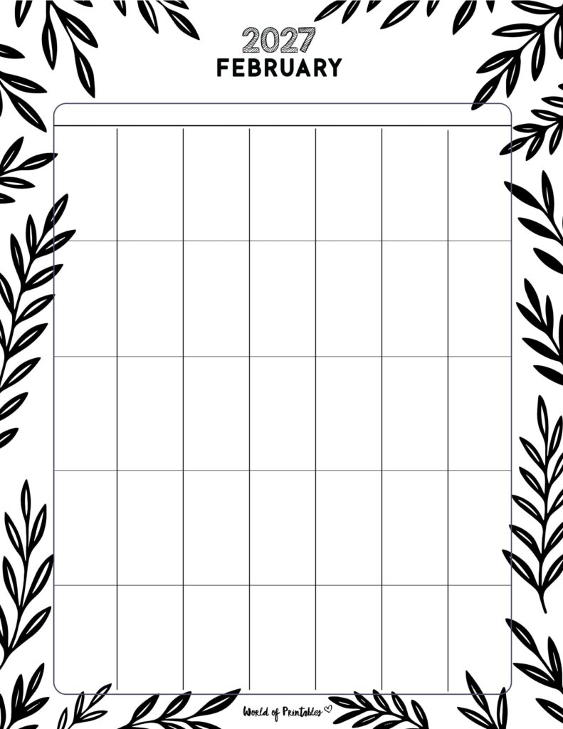 Printable February 2027 Calendar Design 370