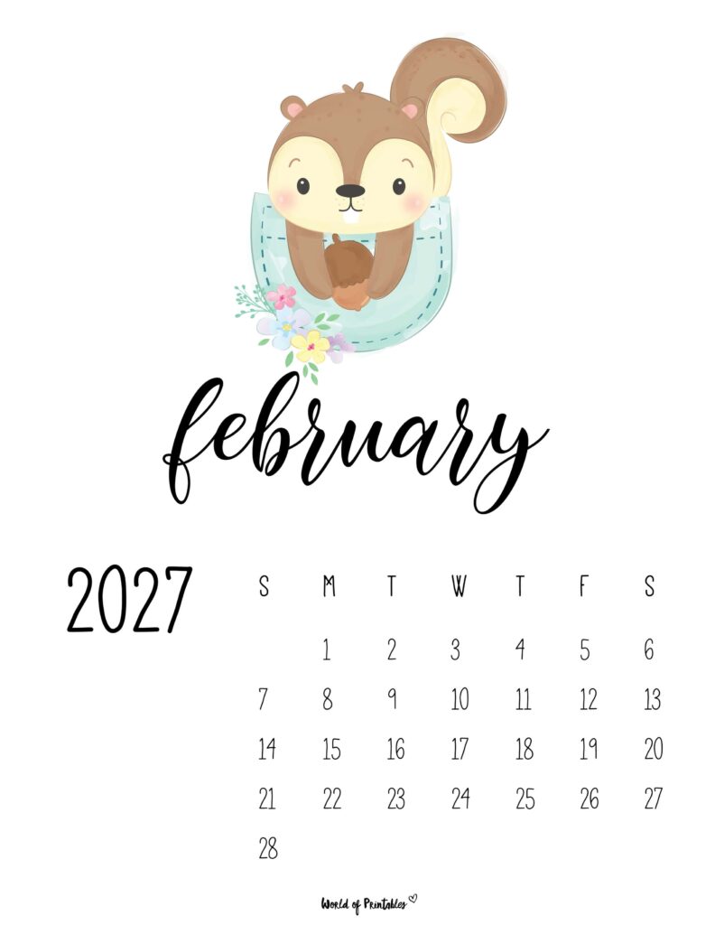 Printable February 2027 Calendar Design 38