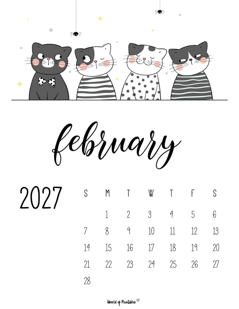 Printable February 2027 Calendar Design 40